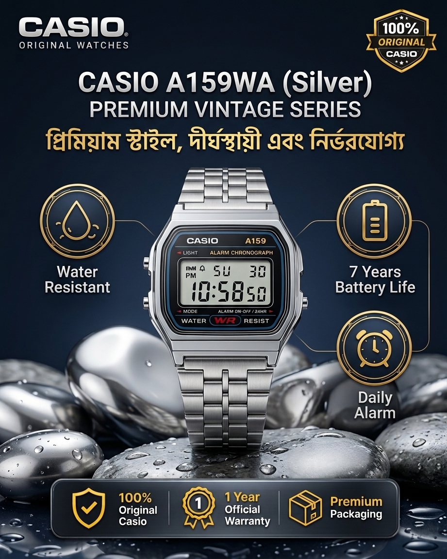 Casio A159WA Vintage Digital Watch Premium Quality